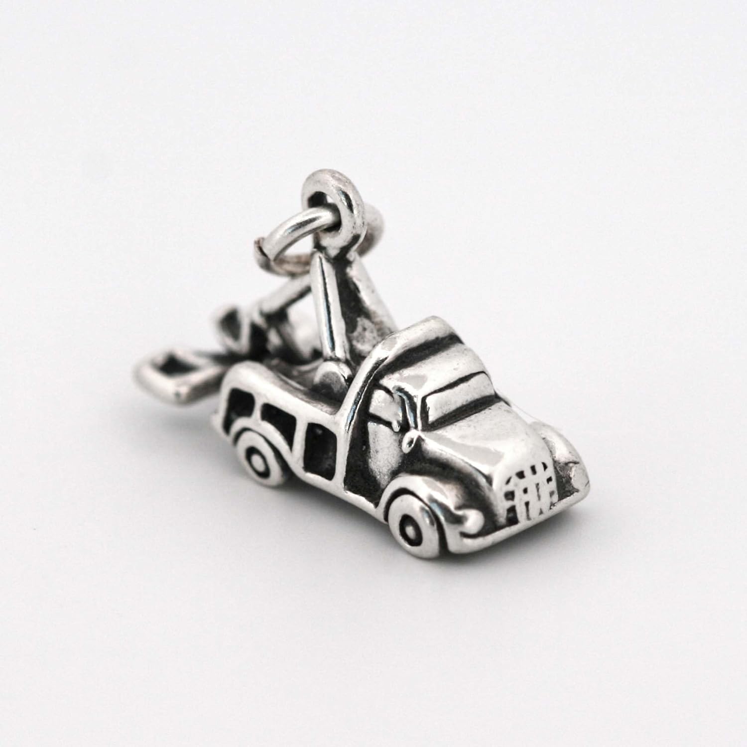 Tow Truck Wrecker Recovery Lorry 3D 925 Solid Sterling Silver Charm Pendant Bracelet Jewelry Making Supply