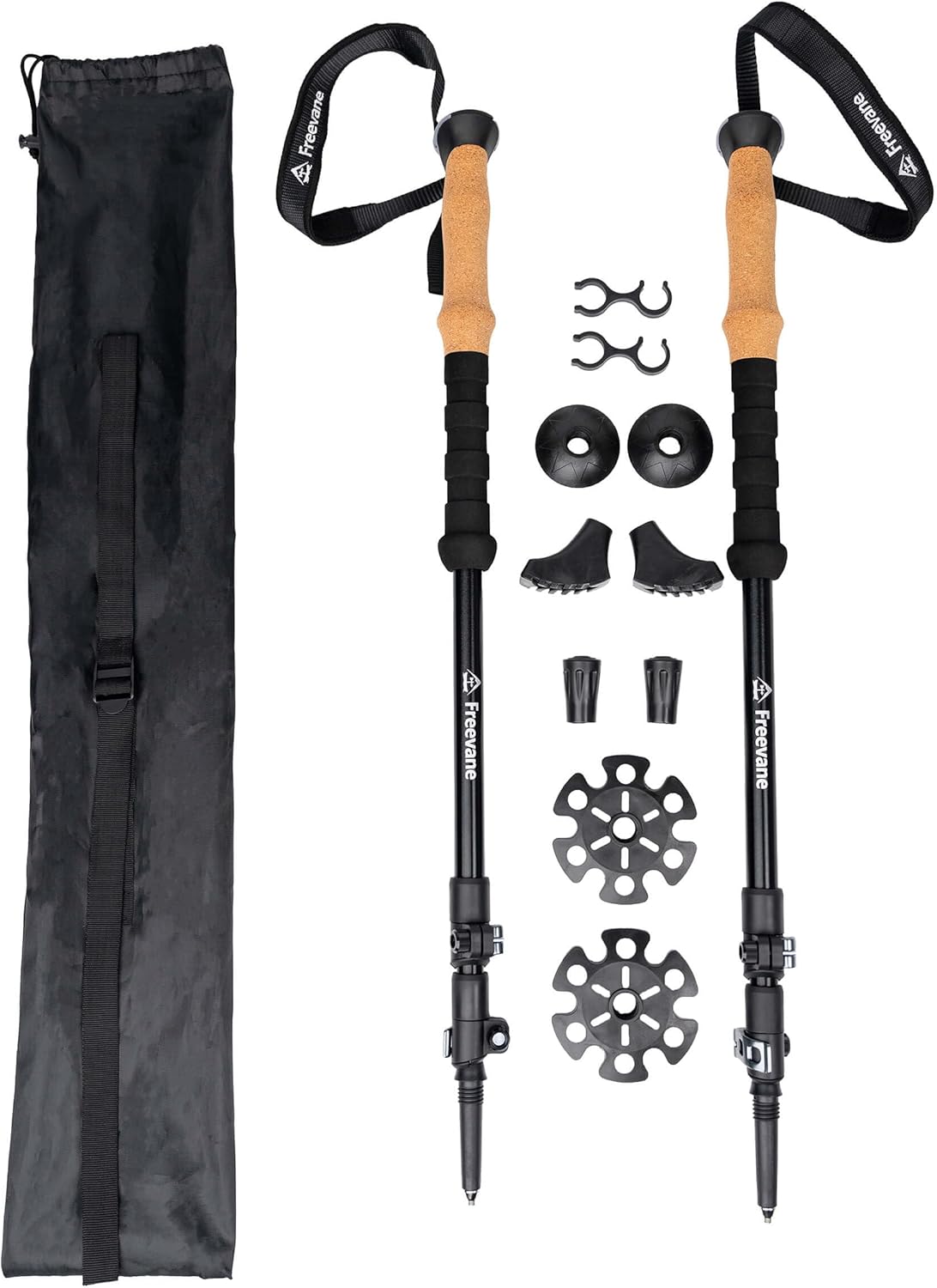 Adjustable Trekking Poles – 7075 Aluminum Hiking Poles with Cork Grip, Quick Lock, Anti-Shock, Lightweight, Full Accessory Kit for Hiking, Backpacking & Outdoor Adventures