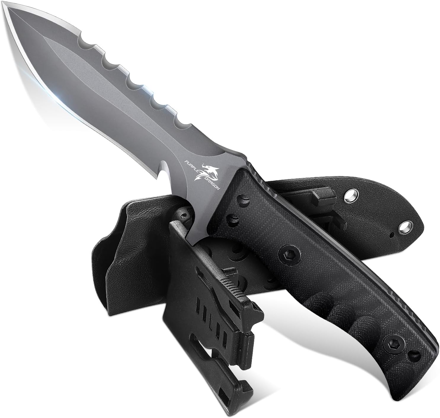 KOSxBO Survival Messer Mit Feuerstein - Taktisches Outdoor Messer 18cm