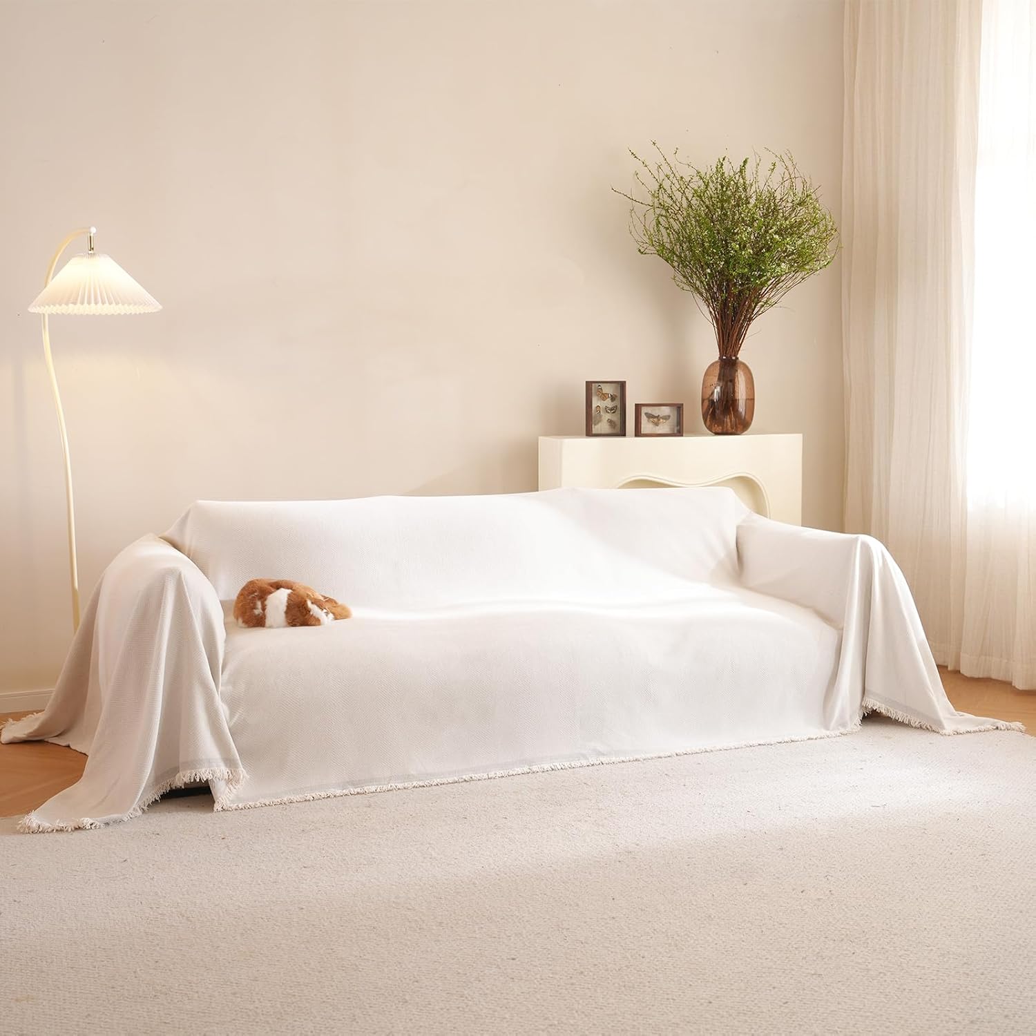 RAMEFILD White Couch Cover for 3 Cushion Couch Cover Soft