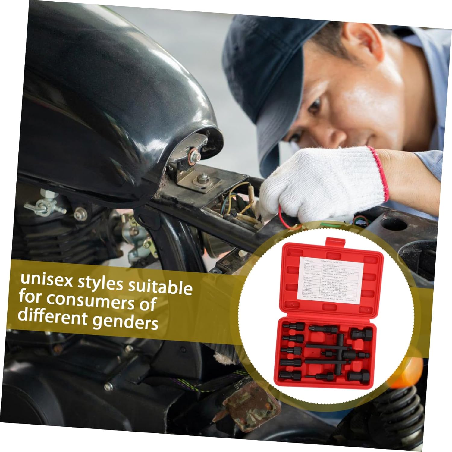 Amosfun 10pcs Motorcycle Bearing Disassembly Tool Two-jaw Puller for Easy Bearing Removal Sturdy Case Practical and for Mechanics