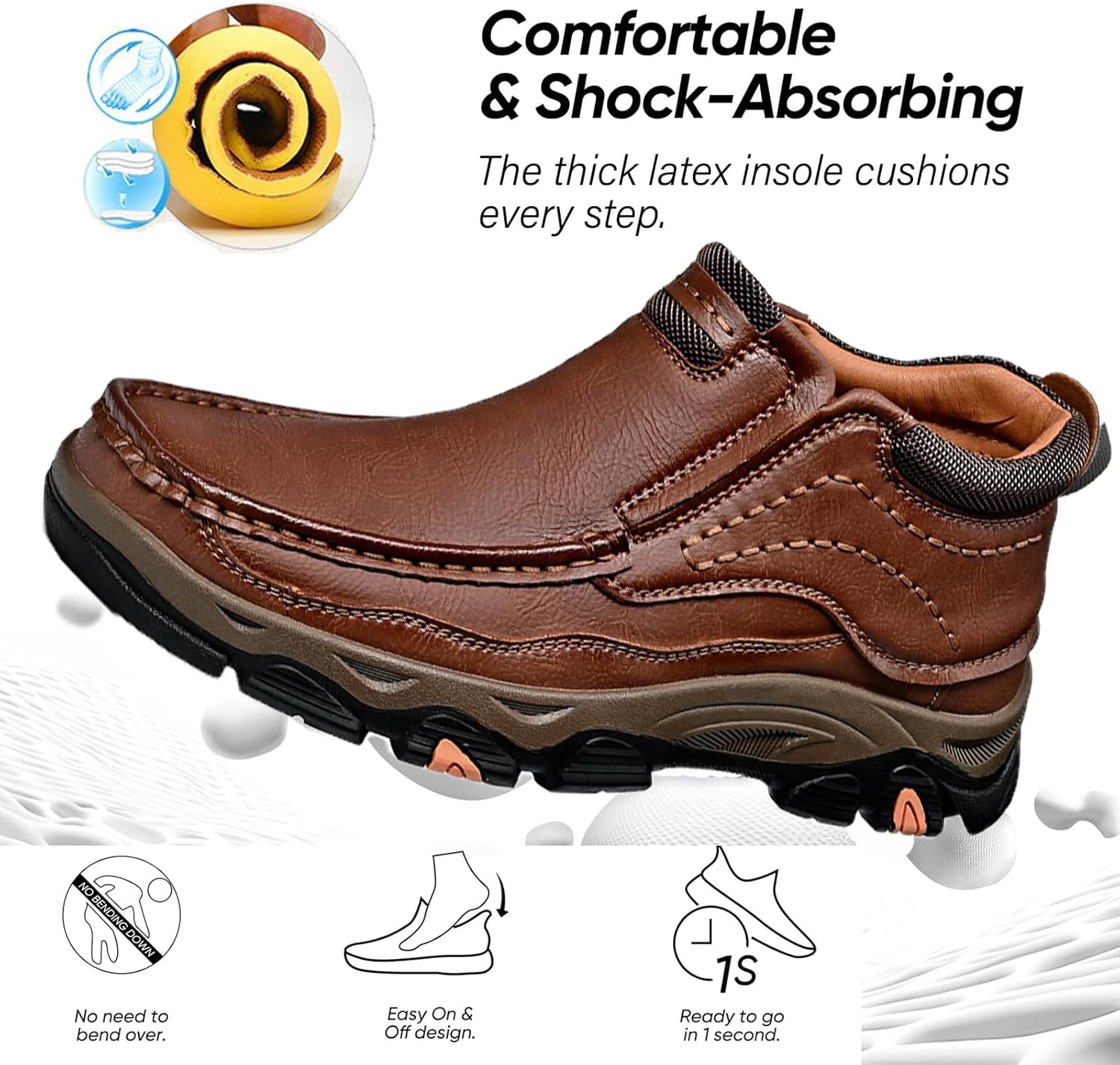 Men's Vintage Leather Mid-top Hands Free Chukka Boots Comfortable Handmade Non-Slip Wear resistance Outdoor Lightweight Casual Boots Driving Walking Hiking Work Loafers - Image 3