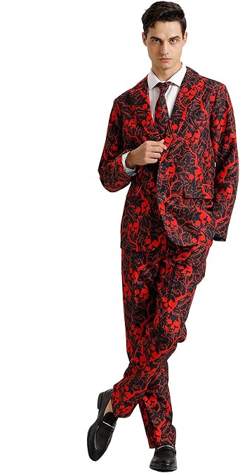 Amazon.com: ACH Traje de Halloween para hombre, disfraz de fiesta para  adultos en diferentes impresiones, 3 piezas feas y divertidas, chaqueta para  hombre con pantalones de corbata : Ropa, Zapatos y Joyería