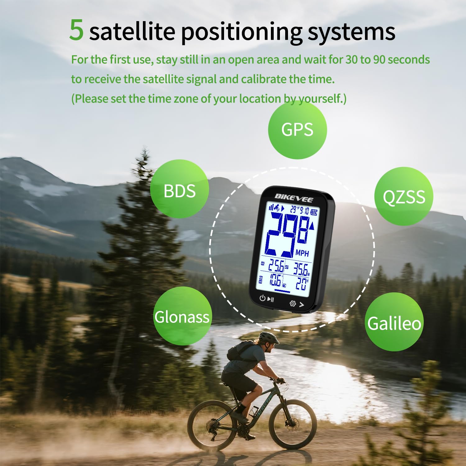 GPS - Computer da bicicletta senza fili, impermeabile, 2,4 pollici, display FSTN, IPX7, durata della batteria 28 ore, per bicicletta leggera con velocità di distanza, altezza della temperatura