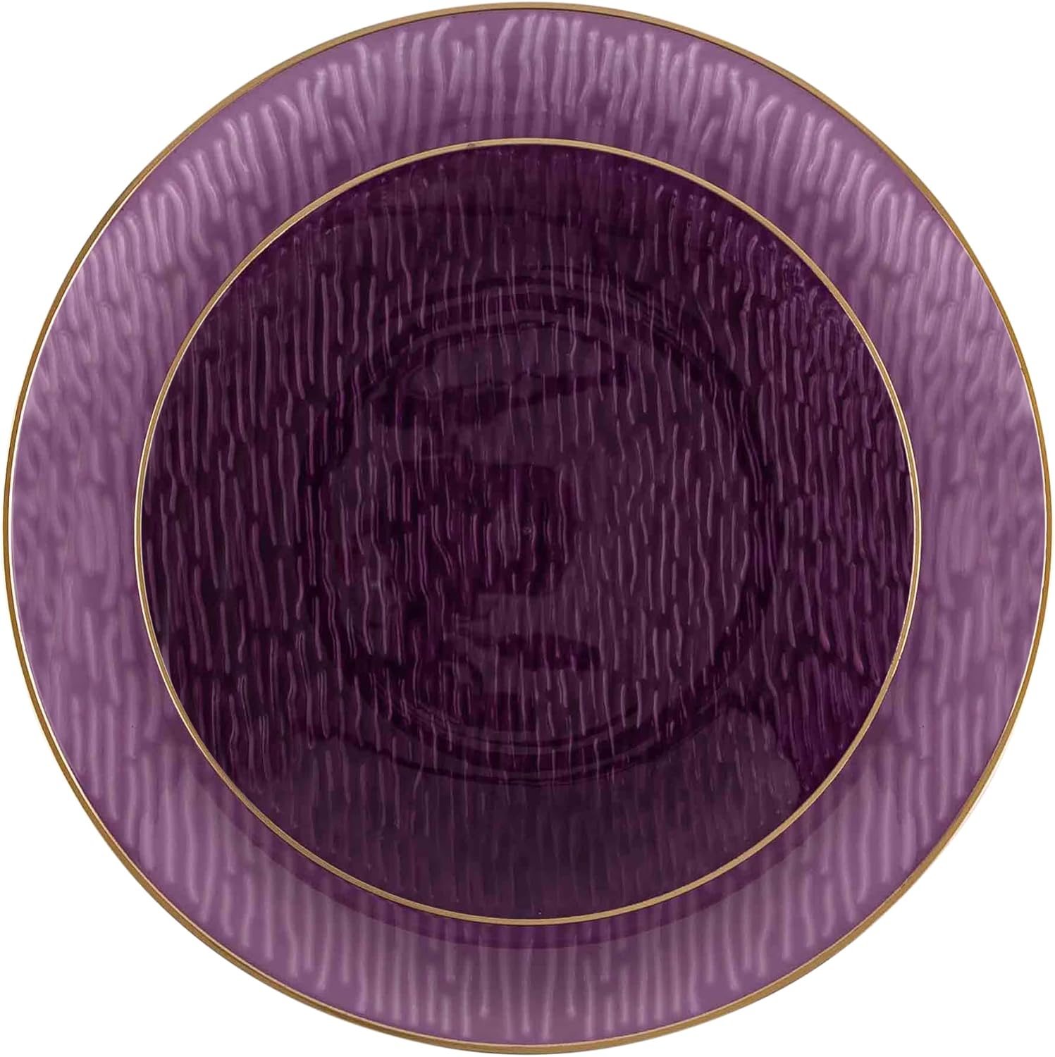 PLASTICPRO 96 Pieces Elegant Plastic Plates for Party Purple with Gold Rim Includes 7" inch and 10" inch Fancy Plastic Plates Disposable Dinnerware