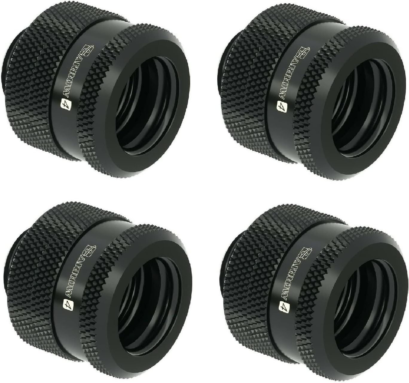 Barrow G1/4" to 14mm Hard Tubing Compression Fitting, Black, 4-pack