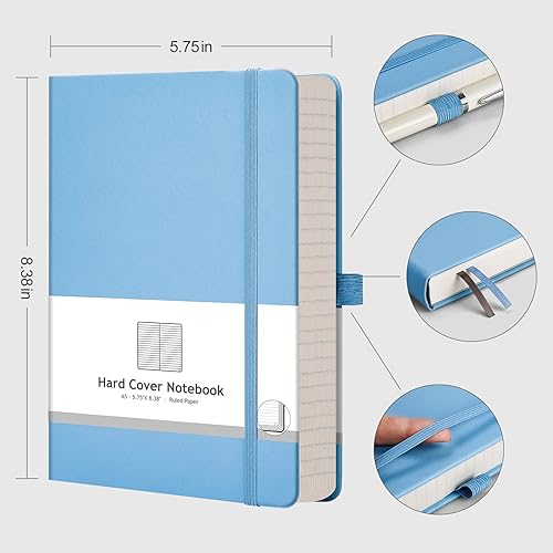 Miniatura 2 de AHGXG - Cuaderno grueso con rayas para universidad, trabajo, tomar notas, 320 páginas numeradas, A5, papel de 2.95 ozyd de grosor, tapa dura de