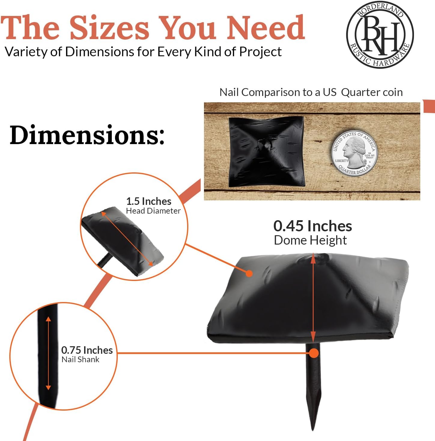 50 Pack 1.5" Large Square Clavos Decorative Nails – Black – Handmade Rustic Square Head Fasteners for Farmhouse Shutter, Faux Wood Beams, Barn Door, Shutters, and Gates – Ornamental Wood Accent