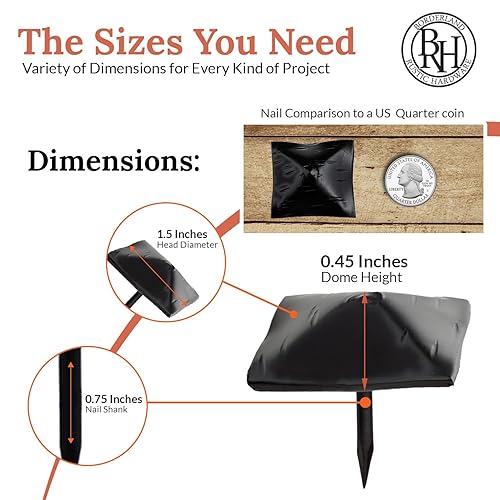 Miniatura 4 de Paquete de 10 clavos cuadrados de 1.5 pulgadas, clavos decorativos, sujetadores de persiana negros, tachuelas de uñas decorativas para persianas de