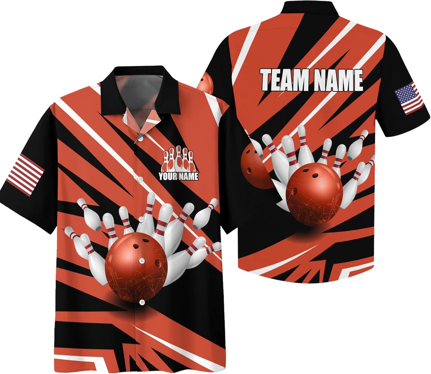 Custom Bowling Hawaiian Shirt 3D Button-Down Shirt with Bowling Strike Related Graphic On it for Bowling Team