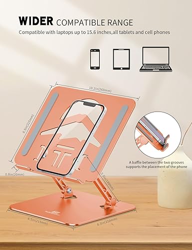 Miniatura 6 de Soporte ergonómico ajustable para computadora portátil para trabajo colaborativo, soporte plegable y portátil para computadora con disipador de
