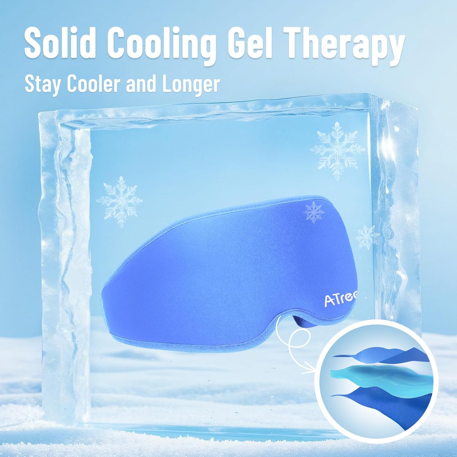 Cooling Eye Mask for Puffy Eyes, Ice Eye Pack After Surgery Relief - Reuable Cold Compress for Dry Eye - Comfortable Perfect Fit Gel Sleep Mask, Deep Blue of 3D