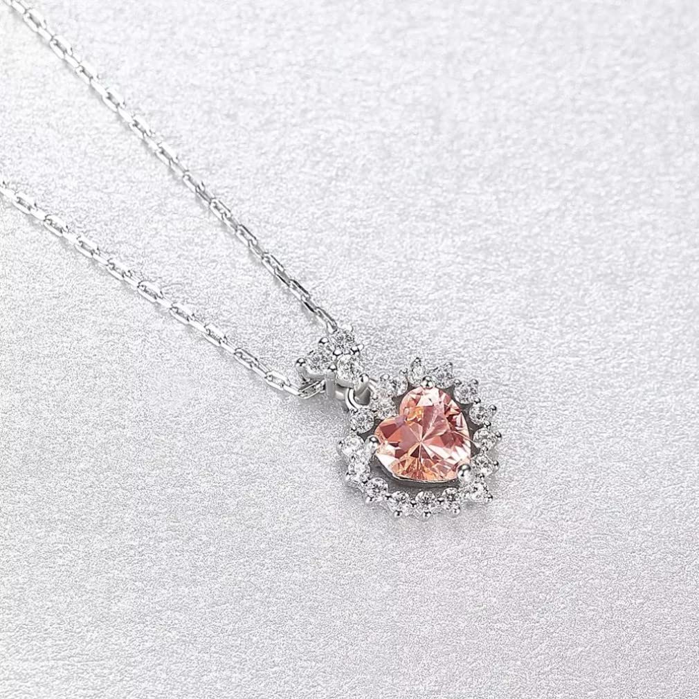 Gelbes Herz Edelstein Lange Gliederkette Anhänger Halskette für Frauen Topas Schmuck S925 Sterling Silber Halsketten
