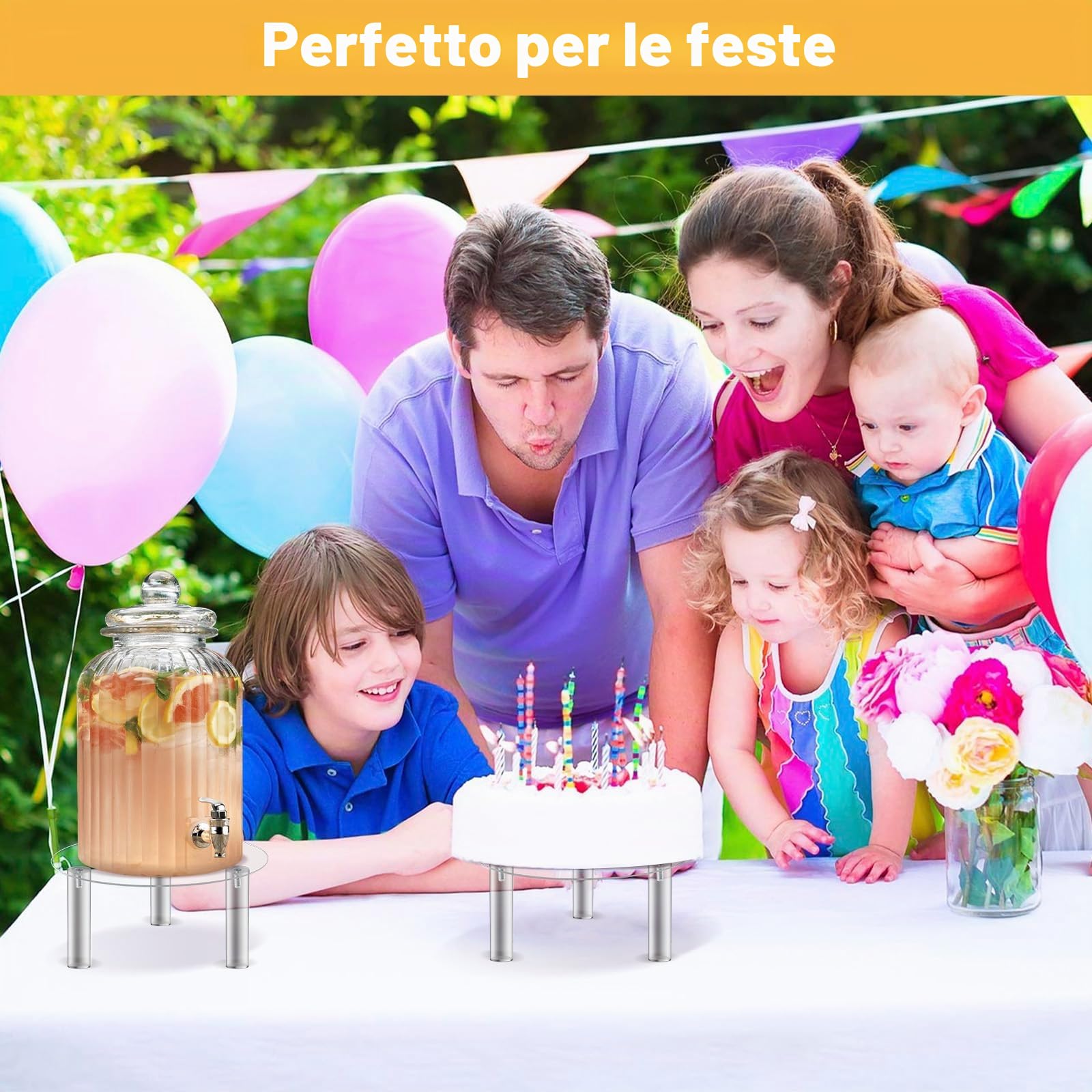 2 supporti per dispenser di bevande, in acrilico, per un massimo di 19 cm, dispenser di bevande in vetro, per casa, feste, bar, vino, succo, tè, limonata (solo supporto)