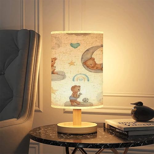 Miniatura 5 de Lámparas de mesa pequeñas, acuarela, sin costuras, oso, avión, globo, corazón, arco iris, para pantalla de tela de lino, luz ajustable, lámpara de
