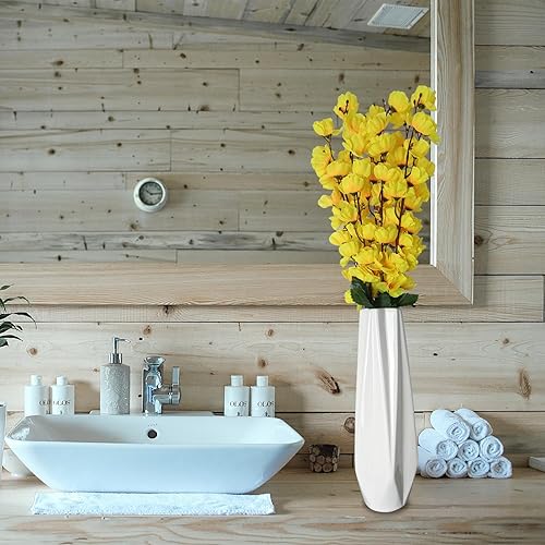 Miniatura 6 de DOCFLVAS Florero de cerámica blanca de 12 pulgadas de alto, florero blanco para decoración del hogar para hierba de las pampas, jarrones modernos