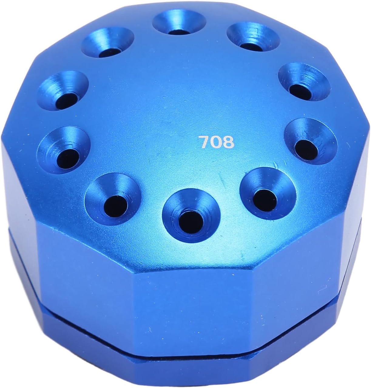 KGX 708 360 Degree Rotating Screwdriver Storage Box, Rotary Screwdriver Holder with 10 Holes, Aluminum Alloy Stand for Chisels Needles Paint Brushes, Compact Tool Organizer for Cra (Blue)