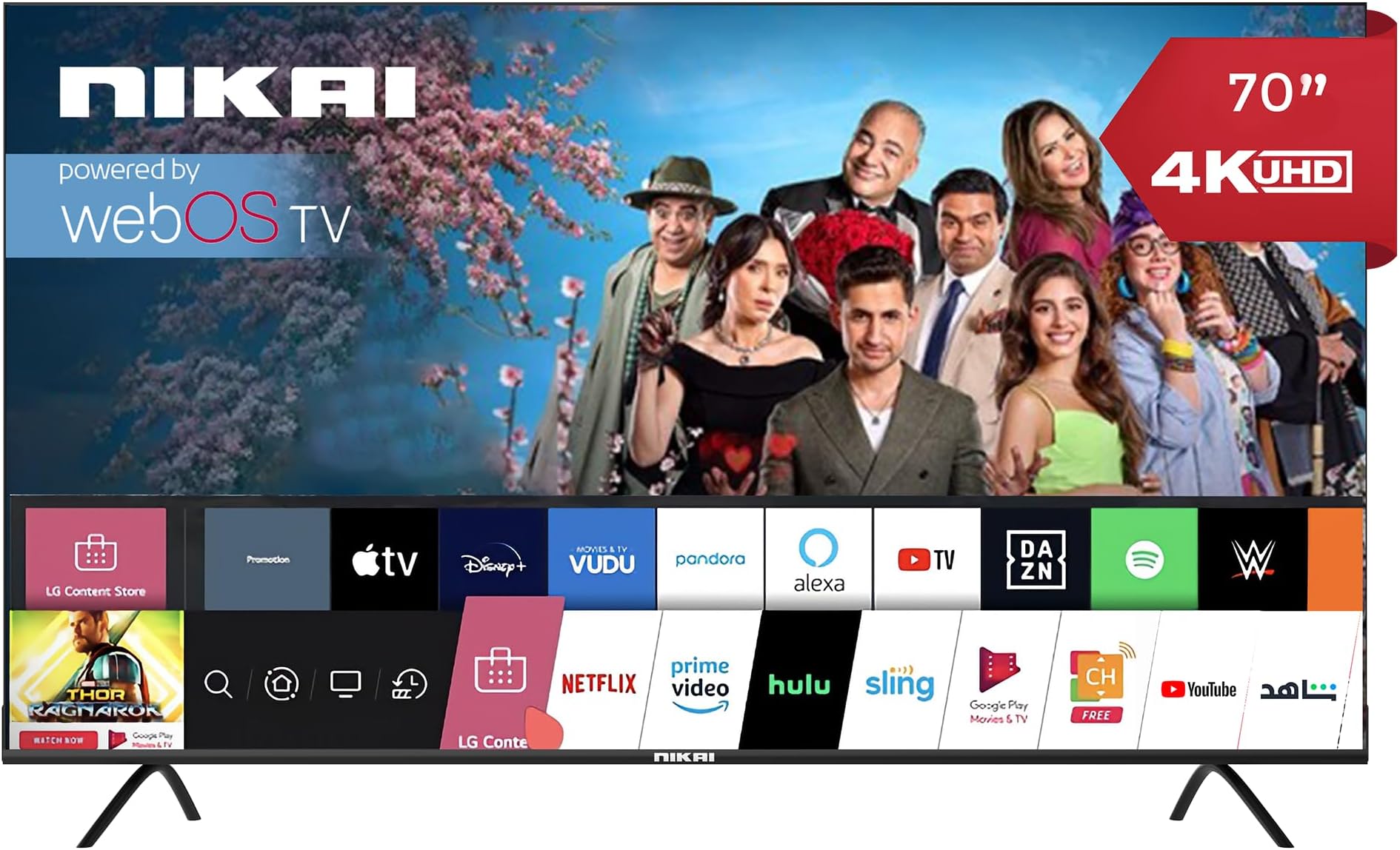 Nikai 70 Inch UHD LED WebOS Smart Tv Platinum Series, Magic Remote, Cinema Screen Design 4K Ultra HDR, Dolby Audio, Smart Voice Control, Apps YouTube, Netflix, Shahid – NIK70MEU4STN1