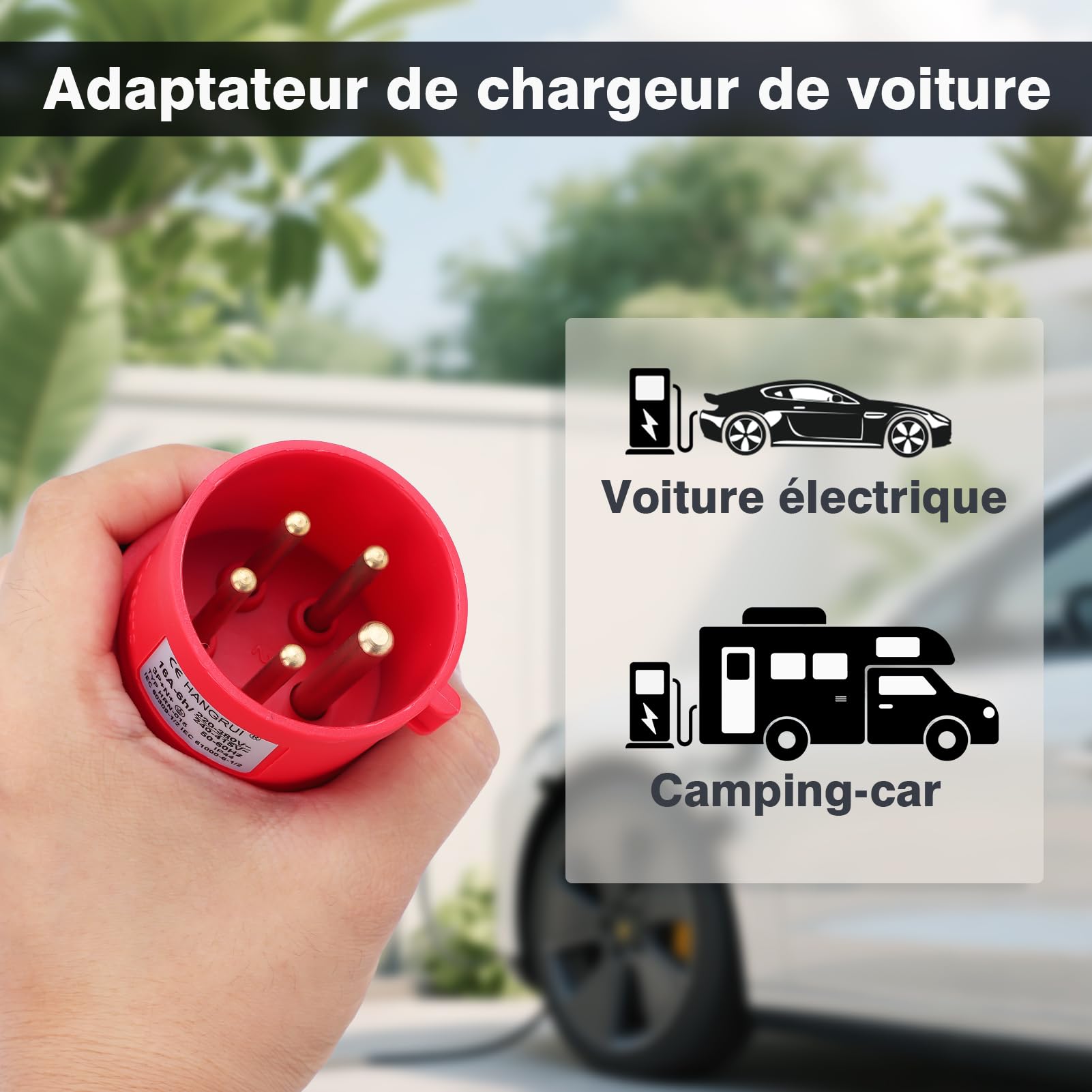 Adaptateur Camping Prise CEE Camping Car Monophasé vers Triphasée 5P 16A Coupleur 230V