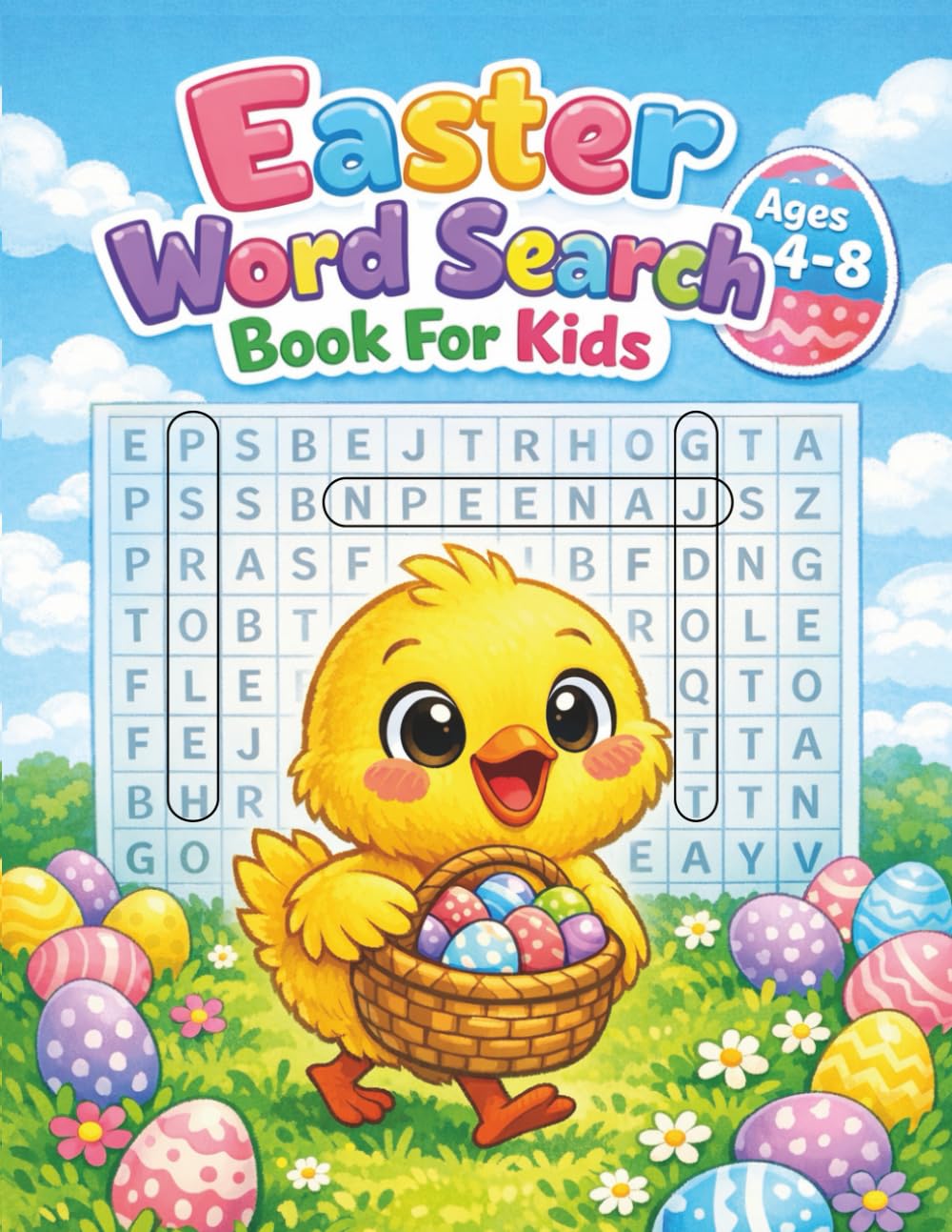 Easter Word Search for Kids: Fun & Easy Easter Word Search Puzzle Book for Kids Ages 4–8 – 50 Puzzles with 500 Words