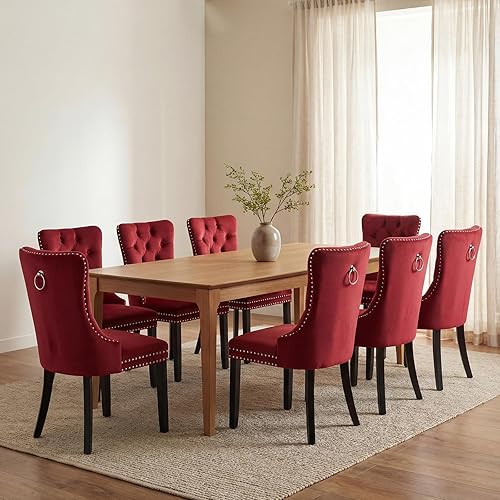 Miniatura 53 de Sillas de Comedor Juego de 4 sillas de comedor de terciopelo azul claro, Silla tapizada de tela para cocina y comedor, sillas de comedor modernas de