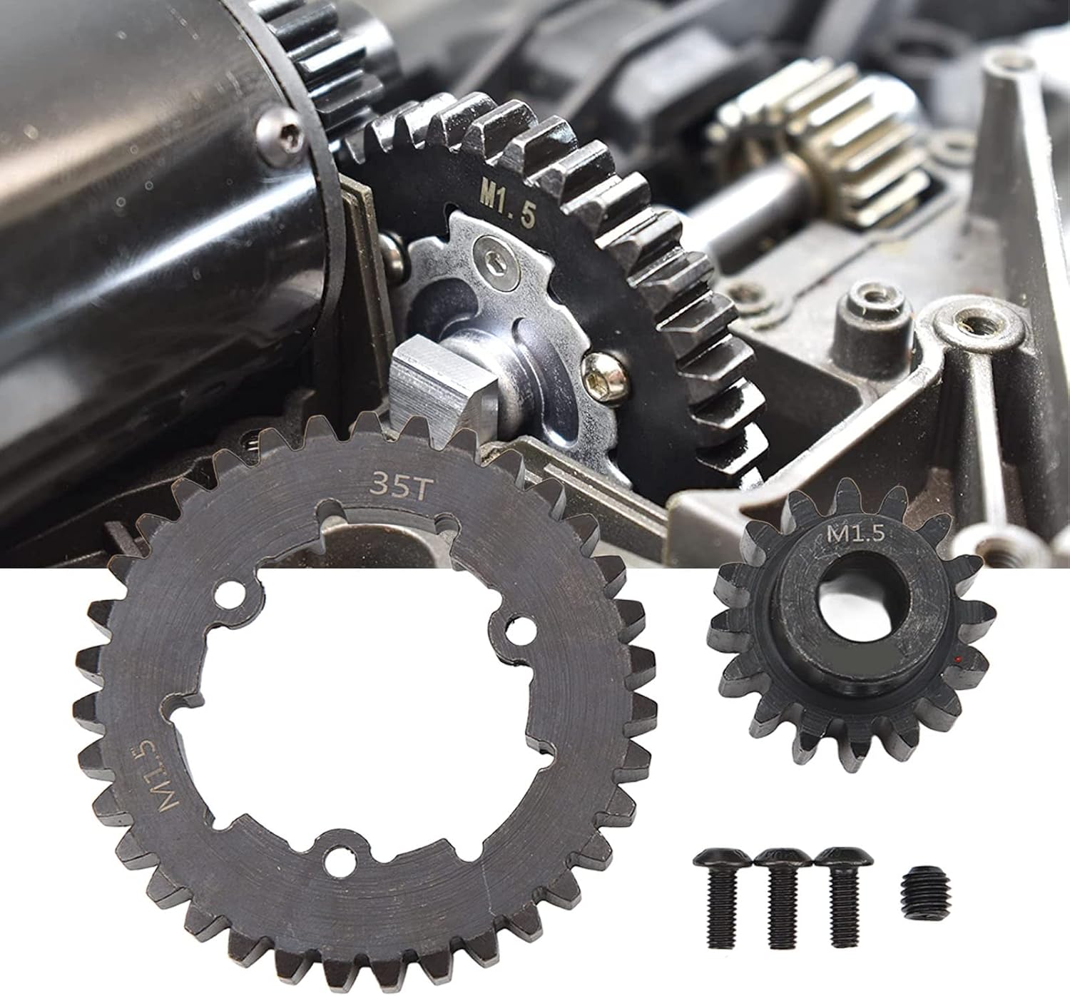 RC Gear Pinion, Spur Motor Gear Set Steel RC Spur Gear Pinion for X Maxx 6S 8S 1/5 RC Car (18T)