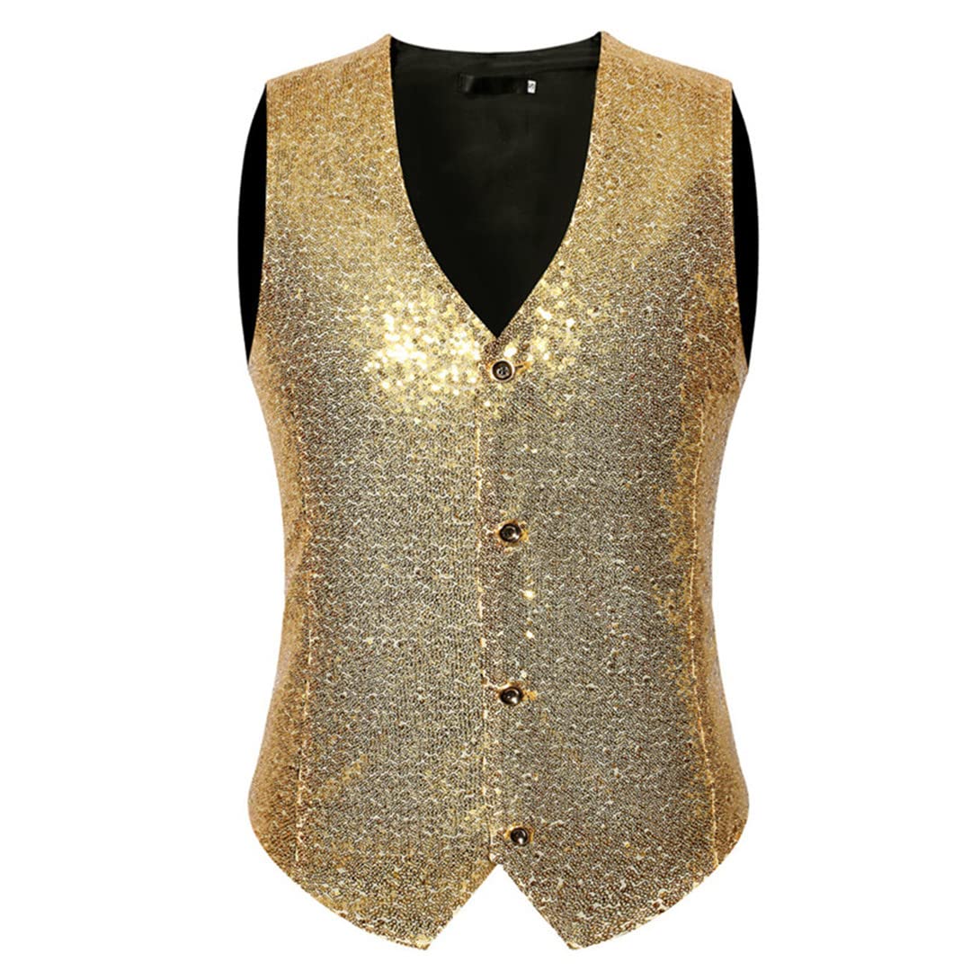 Gilet da uomo rosso Paillette gilet moda rosso paillettes, Nero , XXL