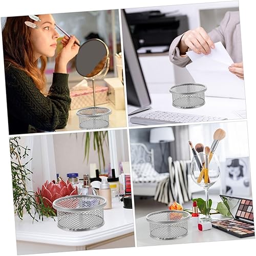 Miniatura 2 de Barril de clip de papel, suministros de escritorio de oficina, carpetas de oficina, soporte de malla para lápices de metal, soportes plateados para