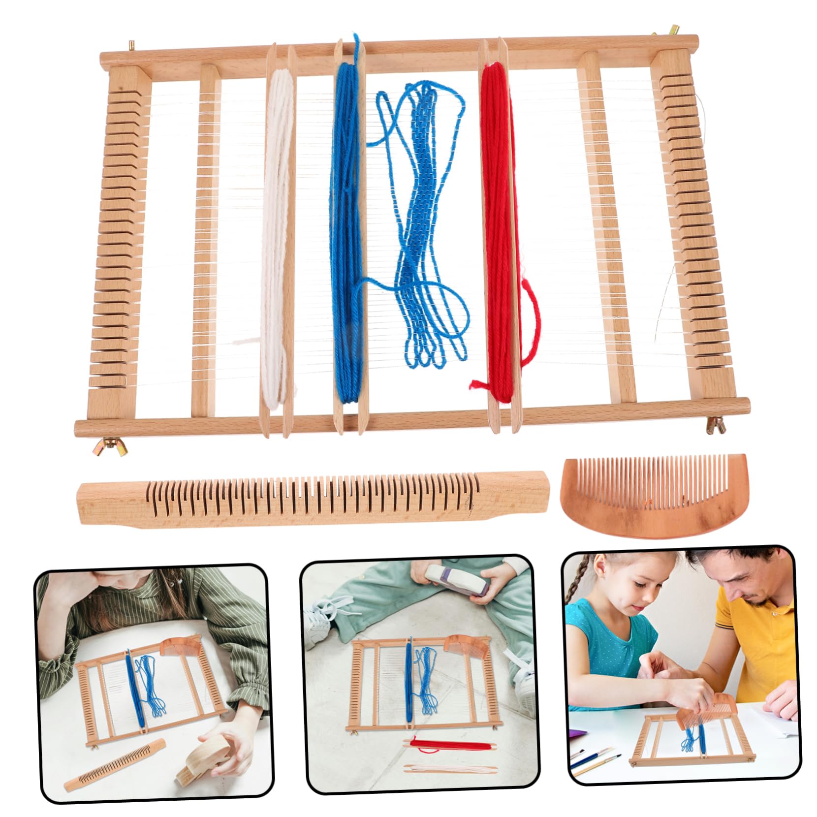 SEWACC Strickset für Erwachsene Webrahmen Aus Holz Einfache Anleitung Kognitives Webmaschinenspielzeug