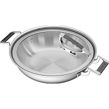 CookCraft by Candace | 12" 3-Ply Bonded Stainless Steel Aluminum Core Dishwasher Safe Gourmet Cover Casserole Pan with Glass Latch Lid