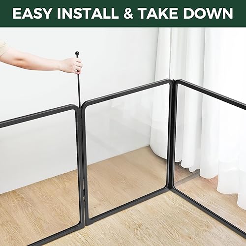 Miniatura 5 de FXW Pawadise - Cerca para perros de acrílico y malla de alambre para interiores, cerca resistente de 24 pulgadas con 8 paneles de metal para