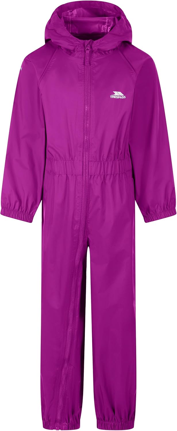 Trespass Childrens/Kids Button Rain Suit (3-4 Years) (Purple Orchid)