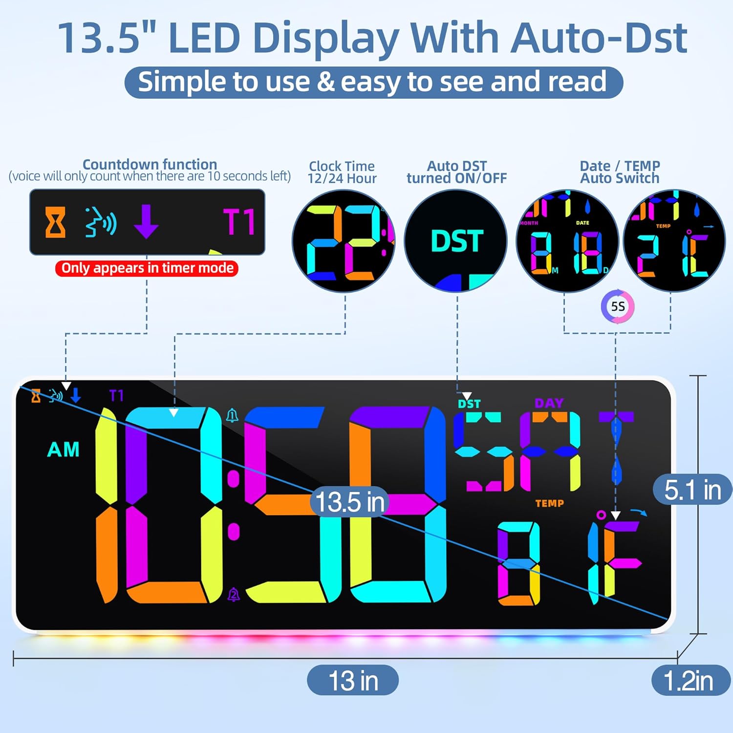 Lar Digital Wall Clo Lar Display 11 Colors Available with