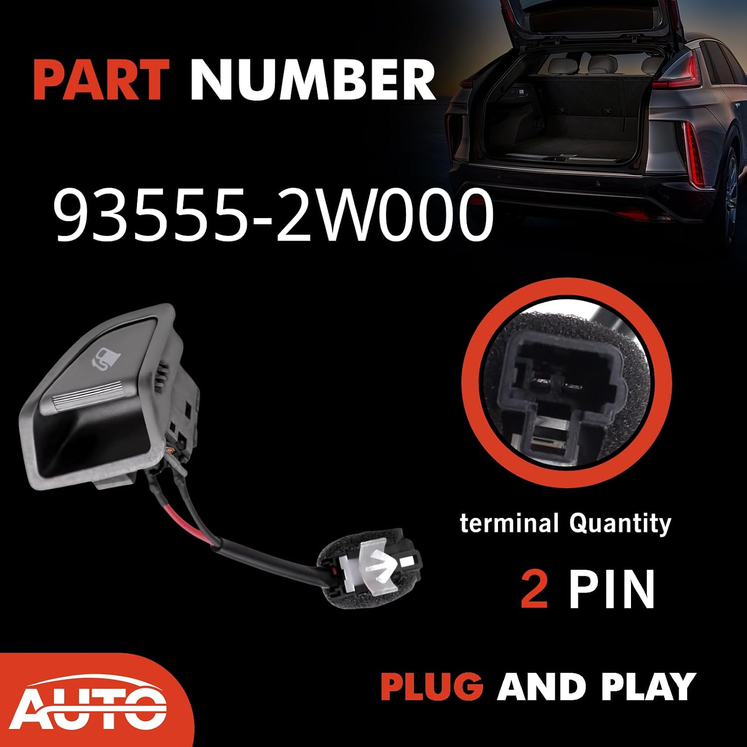 Fuel Filler Door Switch for Hyundai | Compatible with 2013-2016 Hyundai Santa Fe Replace 93555-2W000 93555-2W000RJ5