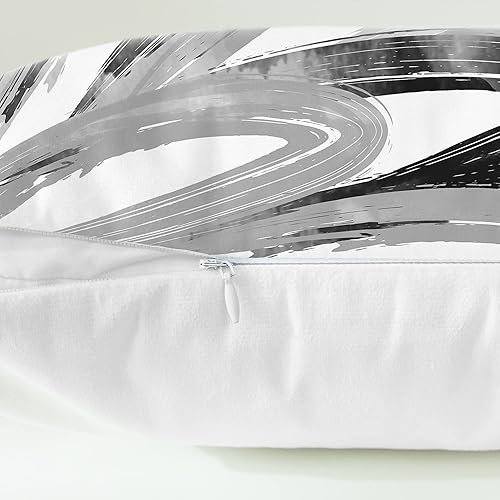 Miniatura 7 de CaliTime Juego de 2 fundas de almohada decorativas de vellón de dos tonos con plumas abstractas para sofá, cama, decoración de casa rural, 20 x 20