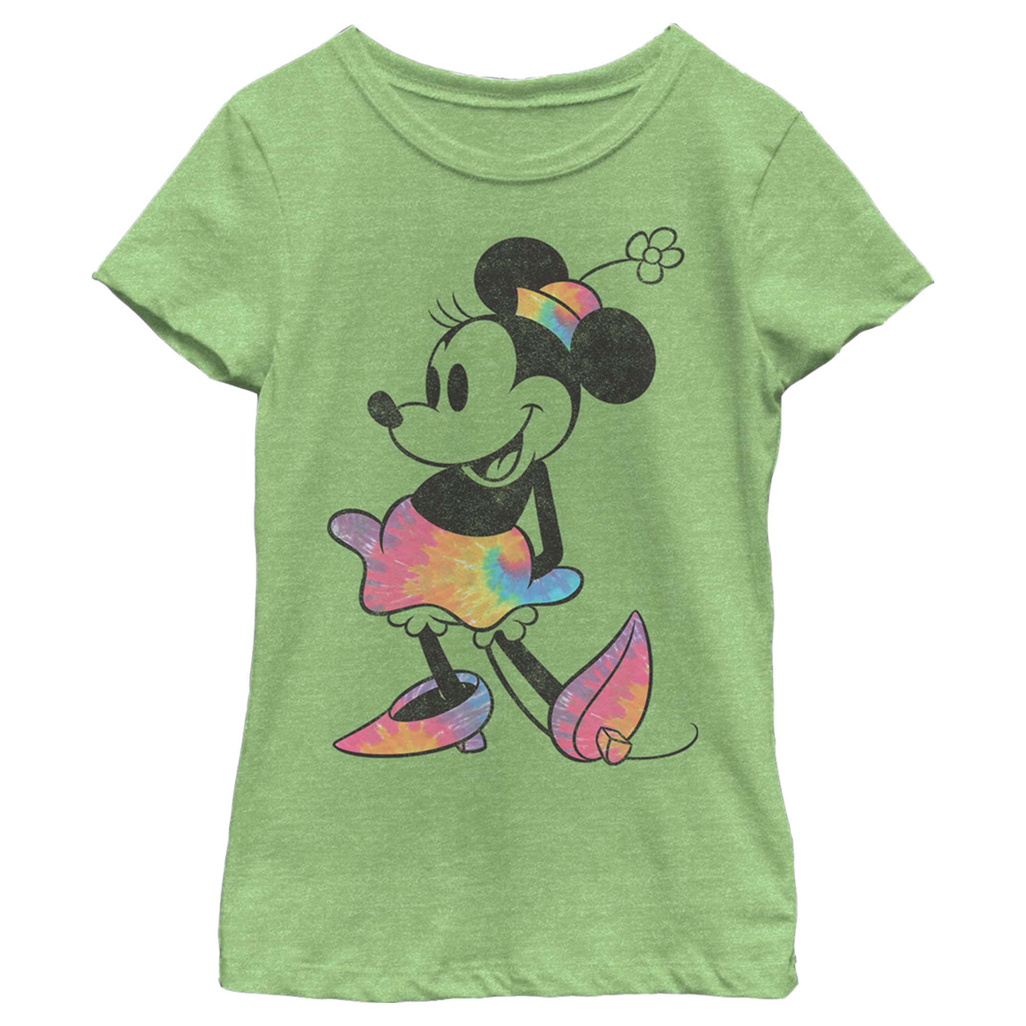 Disney Characters Tie Dye Minnie Girl's Heather Crew Tee