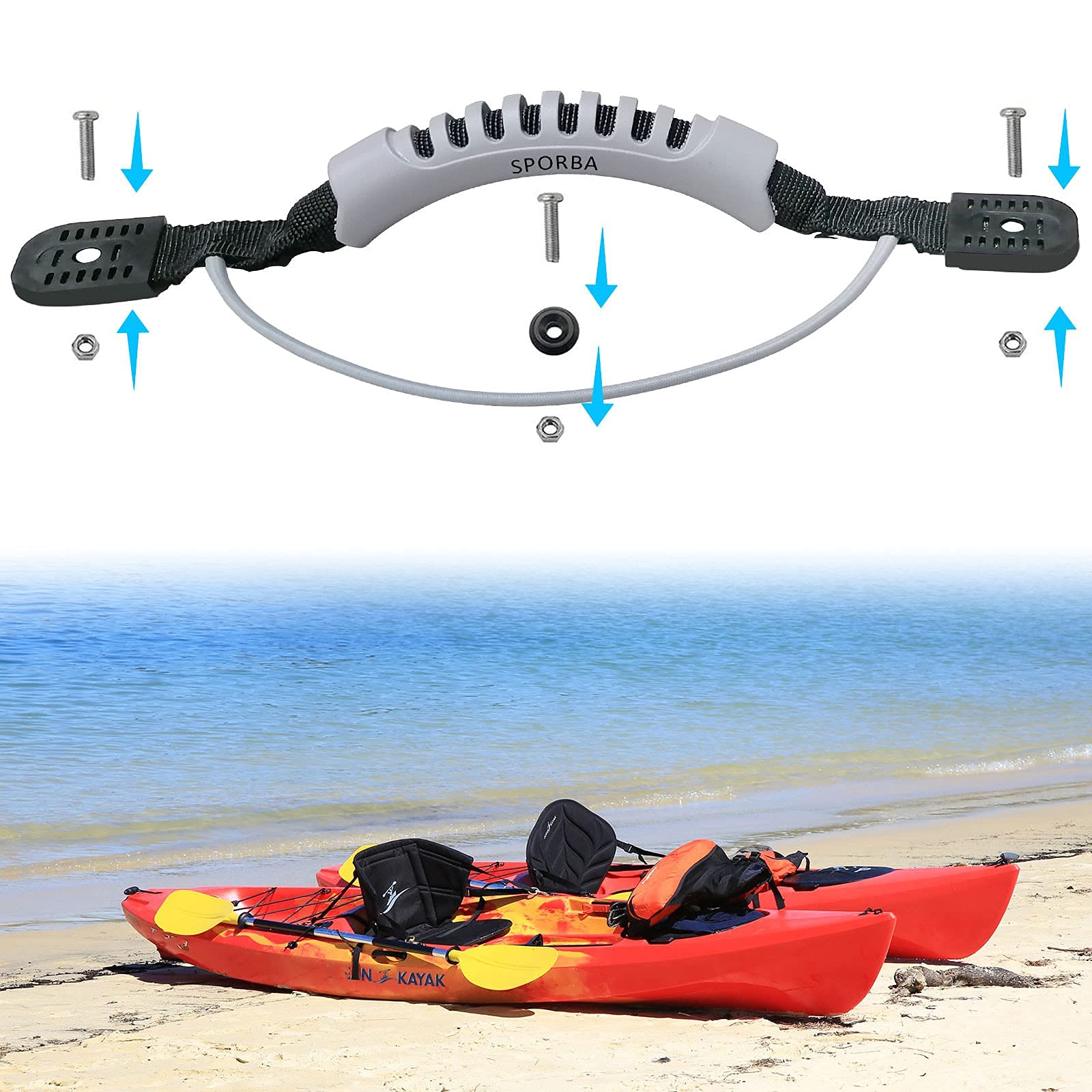 SPORBA Kayak Carry Handles, Kayak Accessory 4Pcs Kayak Scupper Plug Kit