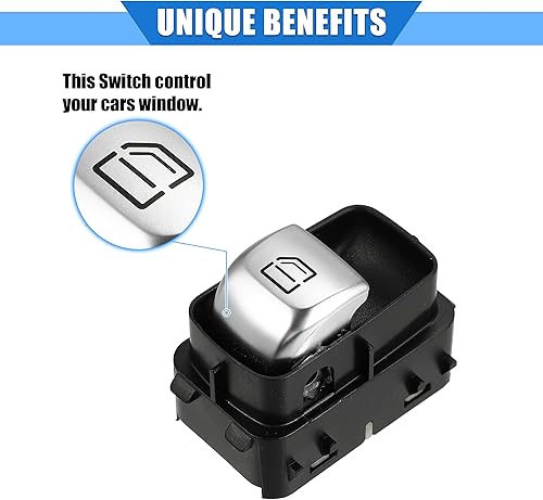 Miniatura 3 de VekAuto Interruptor de control de ventana compatible con Mercedes-Benz Clase C W205 GLC Serie completa 2015-2020, plástico duradero negro