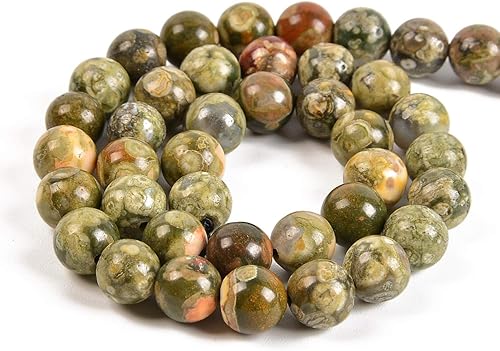 Miniatura 2 de Nancybeads 36 cuentas redondas sueltas de riosita natural de 0.394 pulgadas (0.394 in), para fabricación de joyas, 15.5 pulgadas, 1 hebra (riosita,