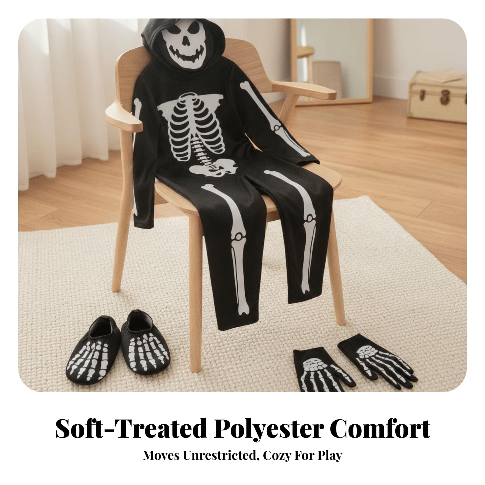 Costume da Scheletro, Tuta da Scheletro, per Feste in Maschera, Bambini