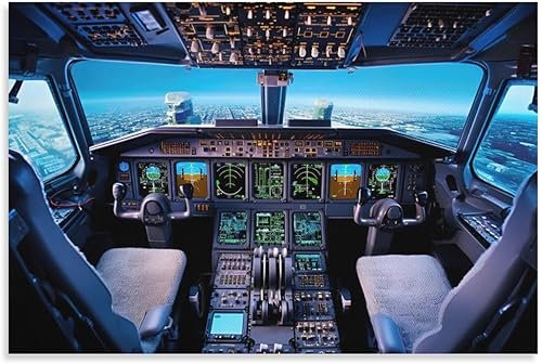 Póster de cabina de avión, retro, creativo, azul, cubierta de avión, cubierta de vuelo, lienzo, decoración de pared, lienzo, decoración de pared,