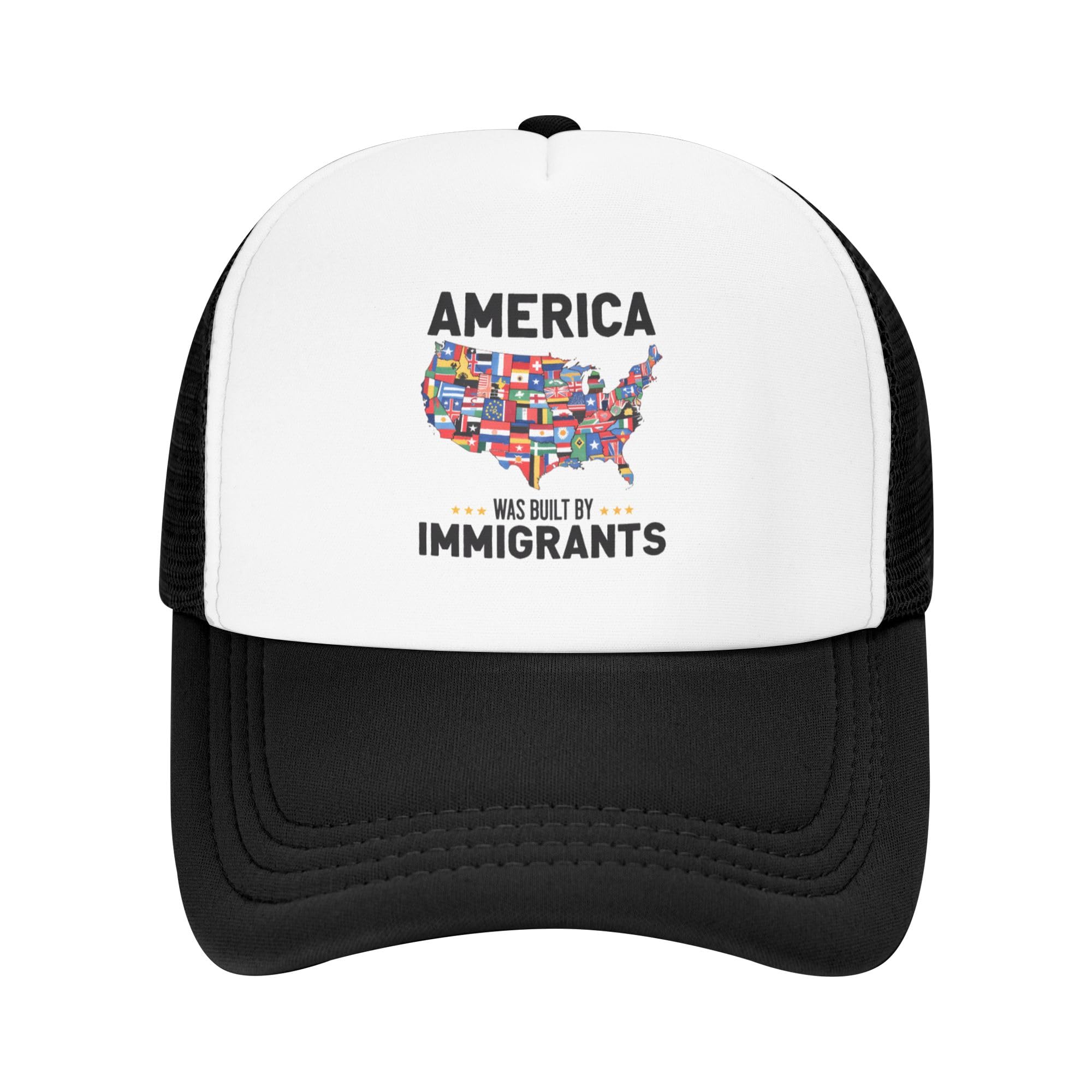 America was Built by Immigrants Trucker Hats We are All Immigrants Baseball Cap for Kids Boys Girls Snapback Mesh Back Adjustable Caps - Black