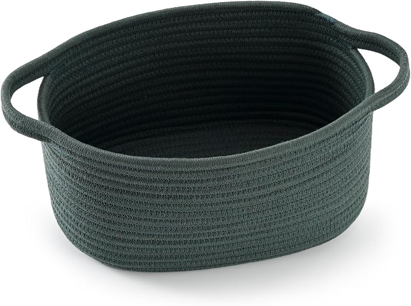 Happyiren Cute Woven Storage Basket – Hunter Green Empty Gift Burr Basket | Great for Halloween, Thanksgiving, Christmas, Birthday, Holiday Gifts; Eco-Friendly Organizer Bin for Nursery, Plants