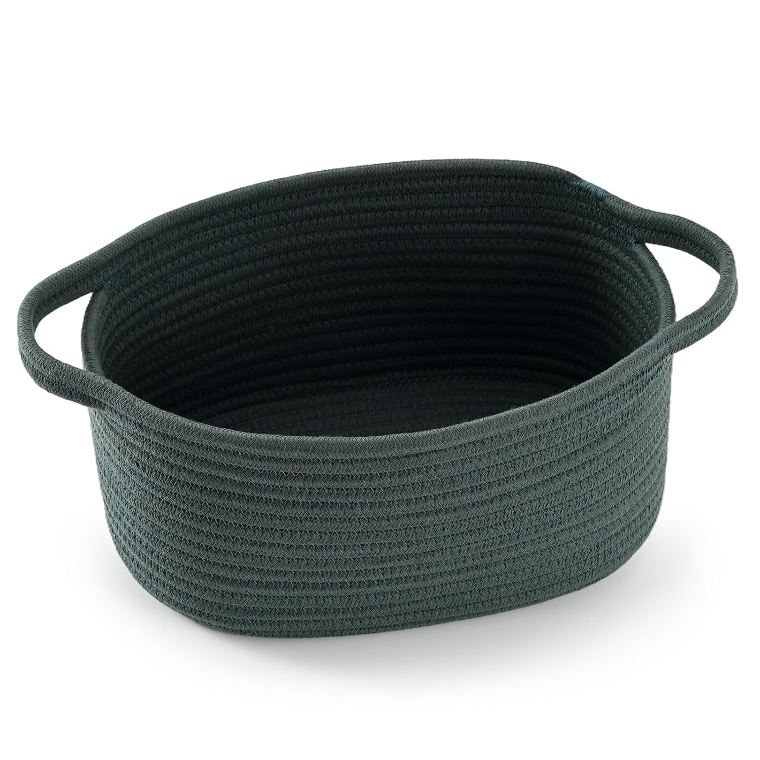 Cute Woven Storage Basket with Handle – Hunter Green Empty Gift Boo Basket for Christmas Thanksgiving, Birthday, Holiday Gifts, Eco-Friendly, Decorative Organizer Bin for Nursery, Plants 1 Pack Hunter Green