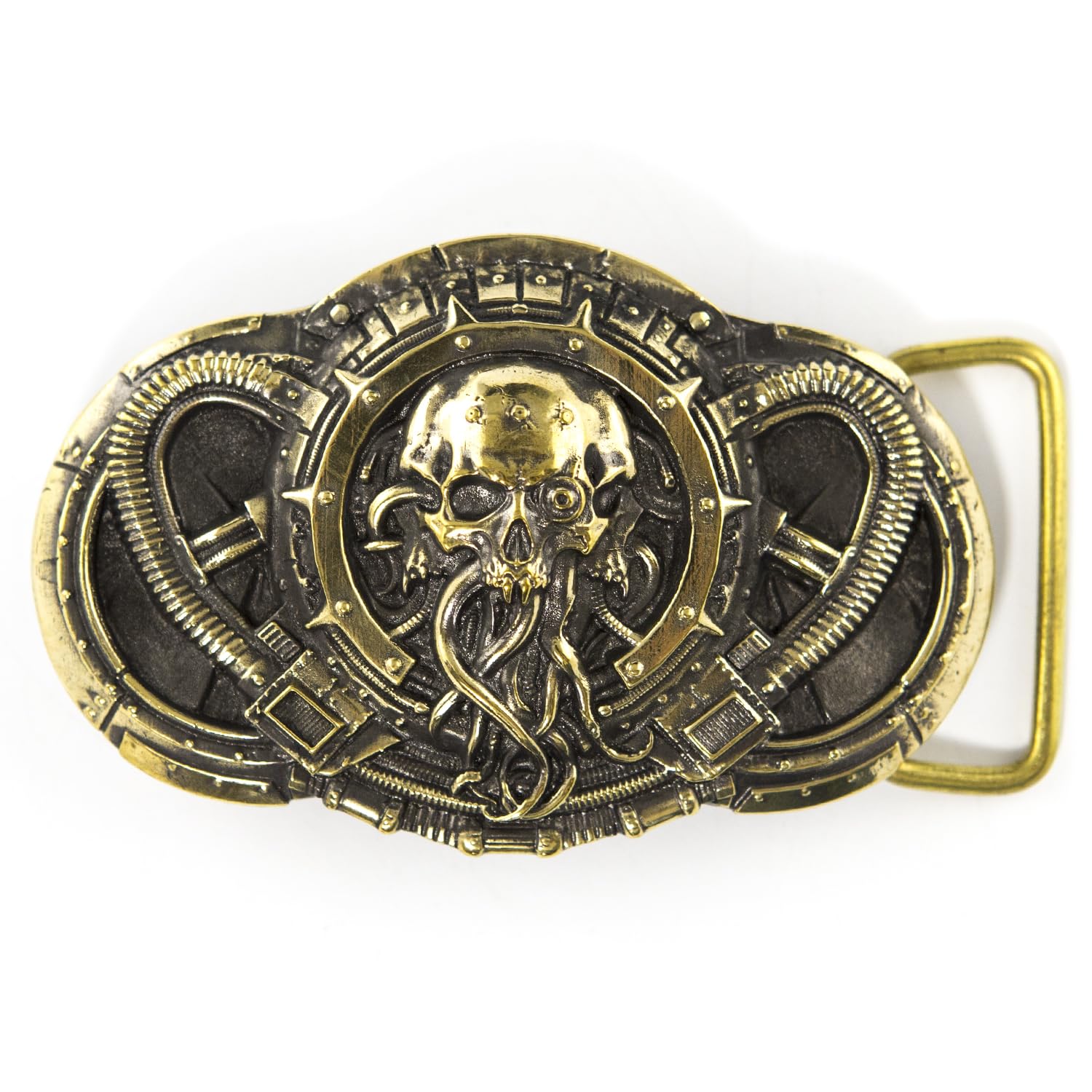 Alien belt buckle, Handmade steampunk UFO solid brass belt buckle