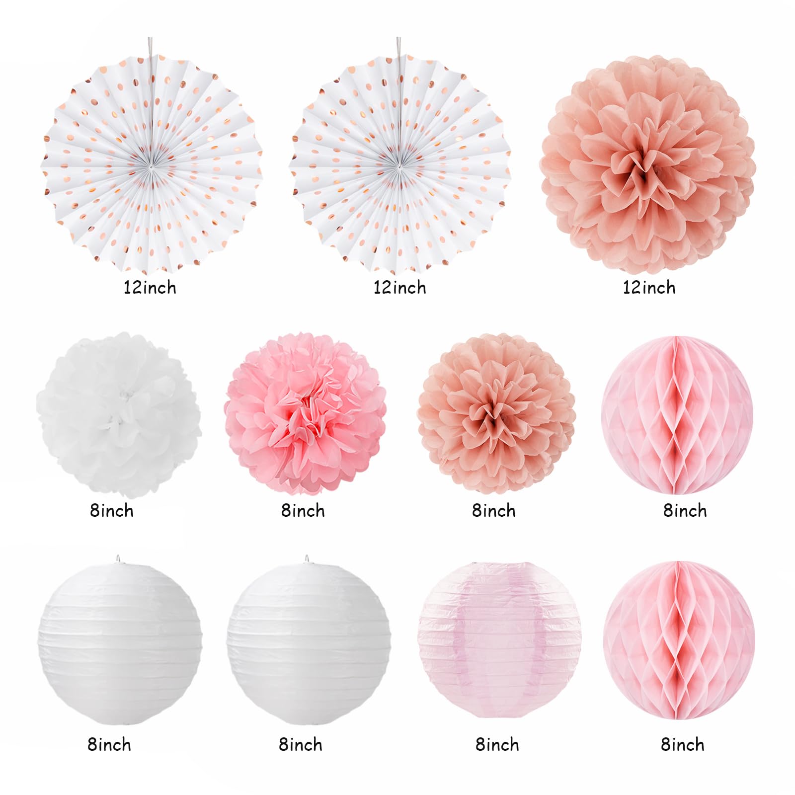 Juego De Decoración De Fiesta De Cumpleaños Rosa, Incluye Bola De Flores De Papel, Bola De Panal, Abanico De Papel, Globo, Pancarta De Feliz Cumpleaños, Pompones De Papel Para Decoración De