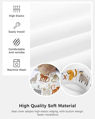 Miniatura 5 de Funda para silla de oficina, ABC Learning Alphabet Animal, elástica, universal, para silla de computadora, para niños, educativa, divertida,