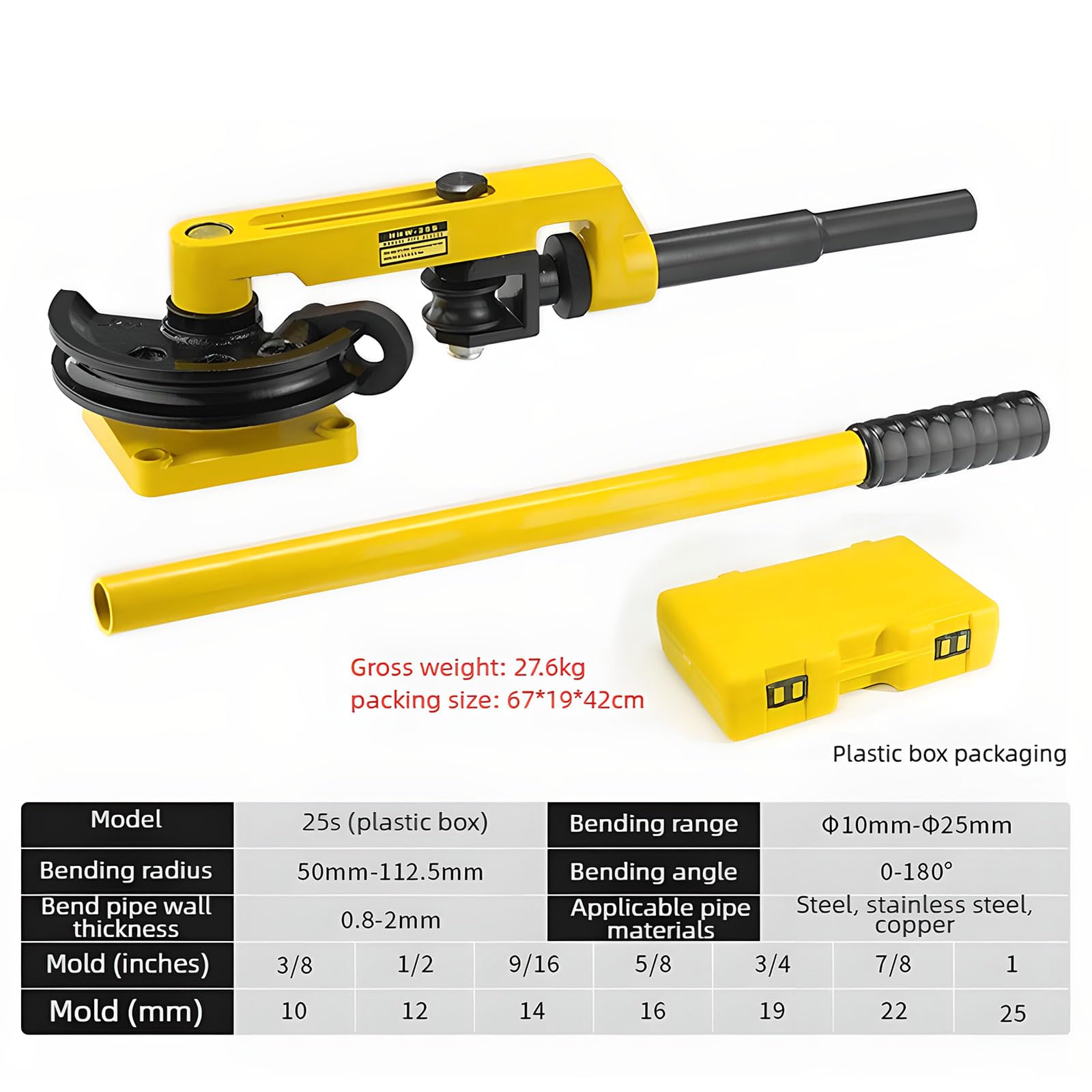 Esta dobladora de Tubos Manual para tuberías de 10 a 25 mm, 7 Matrices de doblado, Herramientas de doblado de Cobre y Aluminio de 180° para Aire Acondicionado y reparación de automóviles