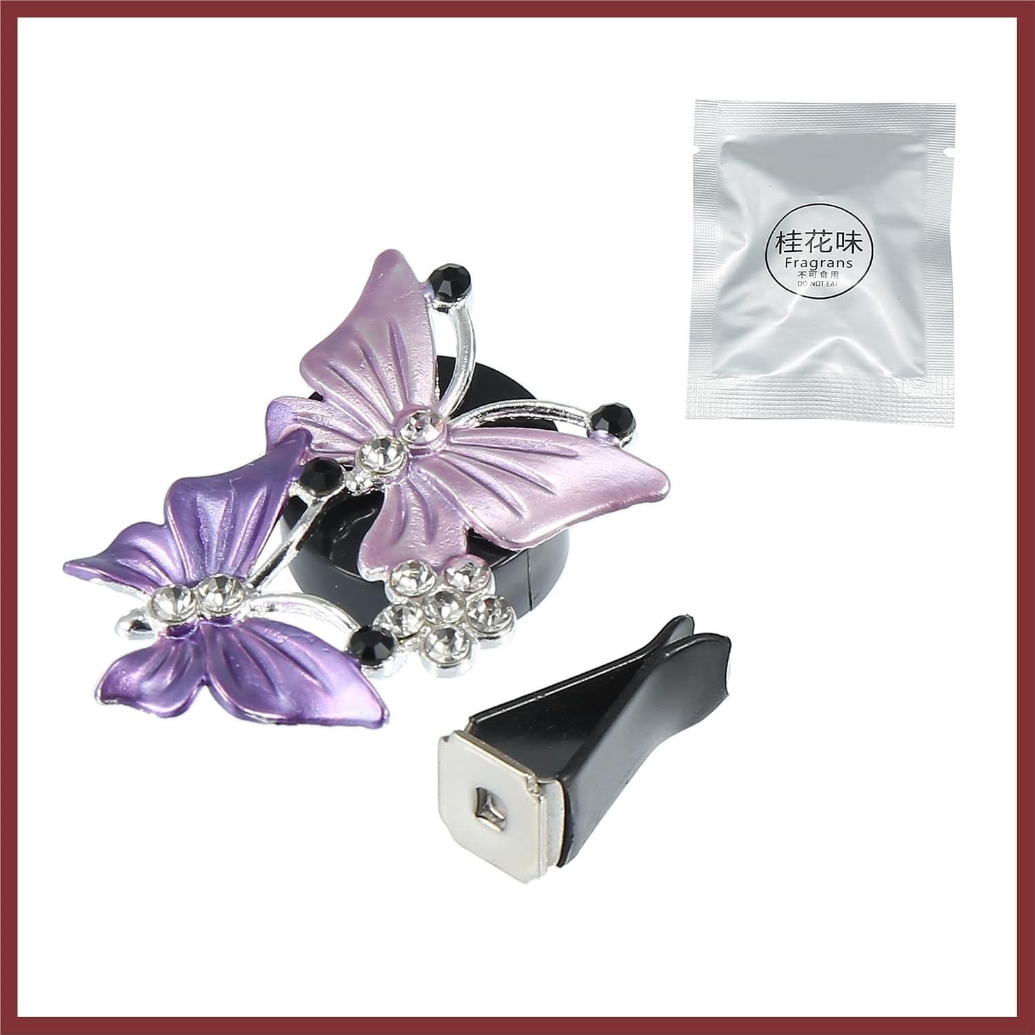 Car Air Vent Butterfly Clips Decorations Metal Purple 4 Pcs