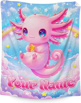 Custom Axolotl Blanket for Girls - Toddler Throw Blanket Gifts for Kids - 30" x 40" Plush Axolotl Throws for Daughter Birthday